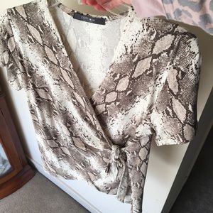 snake print wrap top